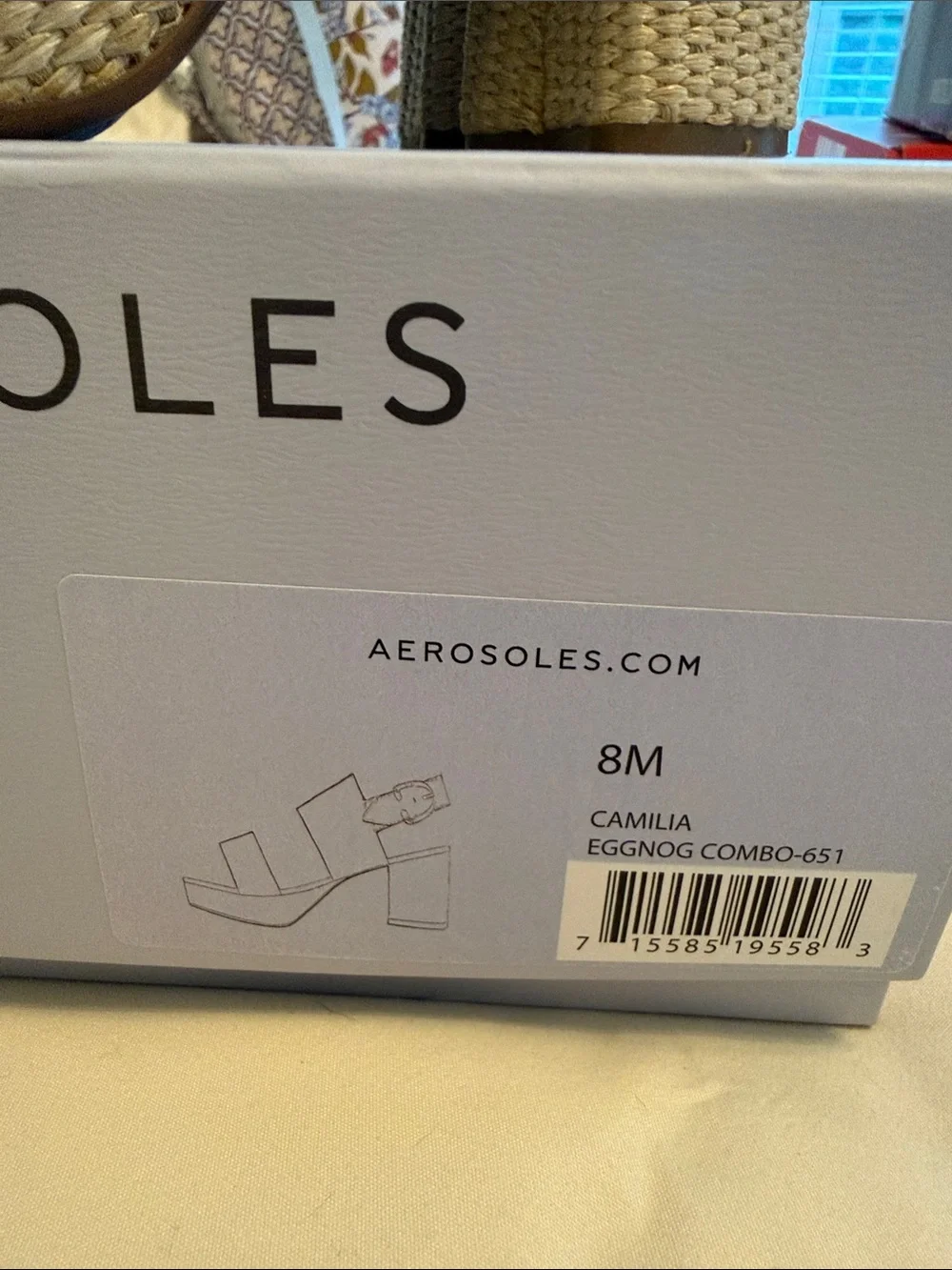 AEROSOLES Cream Woven-Platform Block Heel Sandals